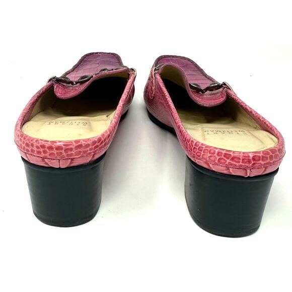 Stuart Weitzman Size 9 Clog Pink Open Back Loafer 1.5" Heel Rhinestone Business - Picture 4 of 11